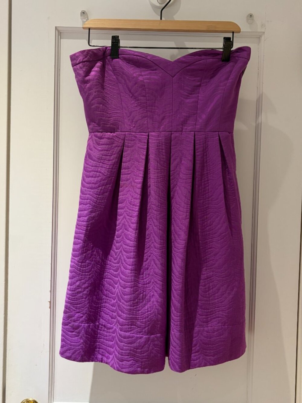 Rebecca Taylor strapless fit-and-flare mini dress Magenta Purple Size 8 - Picture 2 of 9
